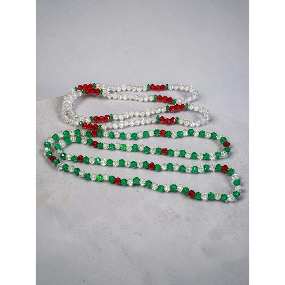 Set of 2 Beaded Necklace Multi Color Festive Holiday Layered